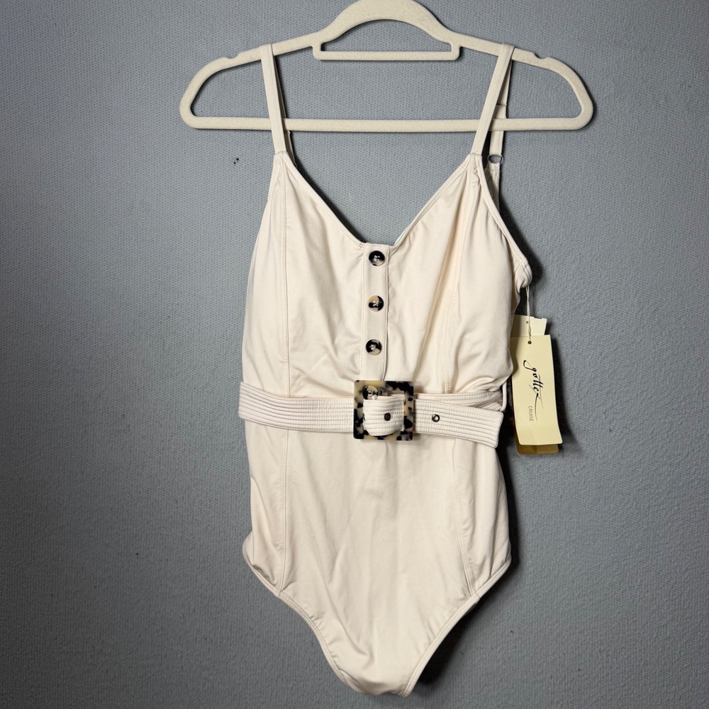 Gottex Cruise Ivory Belted One Piece Swimsuit 21SA136 Size 16 NWT $178